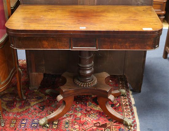 A William IV mahogany card table W.91cm
